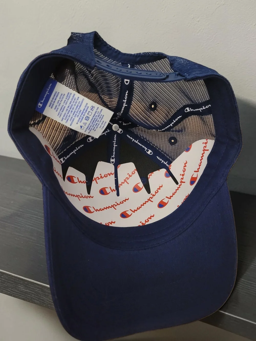Champion Kids Navy Blue Mesh-Back Hat with Red & White Logo